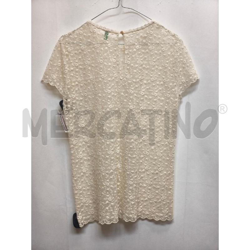 MAGLIA DONNA BENETON PIZZO BIANCO PUNTINI NERI | Mercatino dell'Usato Volpago del montello 4