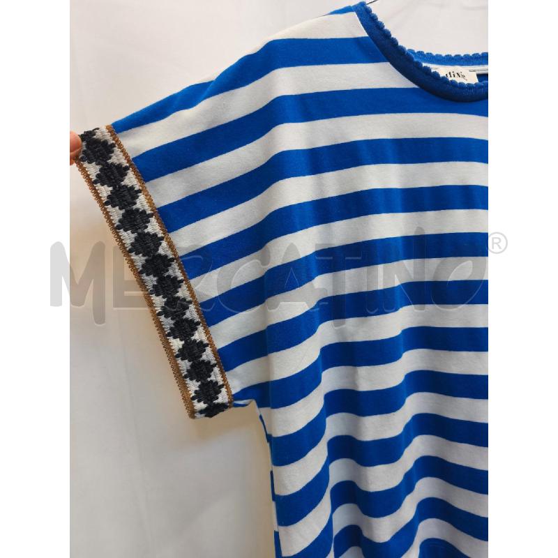 MAGLIA DONNA DIXIE RIGE BLU BIANCA BORDO MANICA NERO  | Mercatino dell'Usato Volpago del montello 3