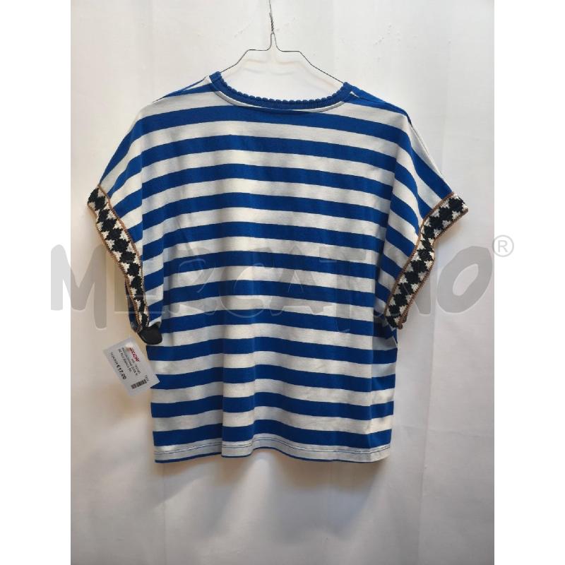 MAGLIA DONNA DIXIE RIGE BLU BIANCA BORDO MANICA NERO  | Mercatino dell'Usato Volpago del montello 4