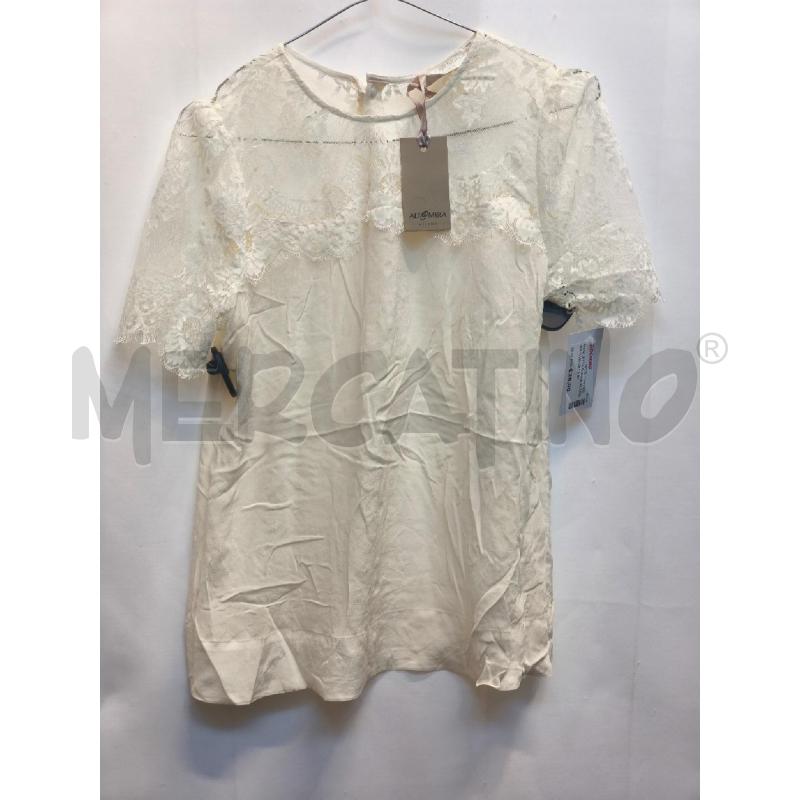 MAGLIETTA DONNA ALTAMIRA %100 SETA BIANCA PIZZO SOPRA | Mercatino dell'Usato Volpago del montello 1
