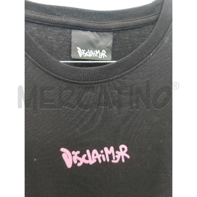 MAGLIETTA DONNA DISCLAIMER NERA SCRITTA VIOLA  | Mercatino dell'Usato Volpago del montello 2
