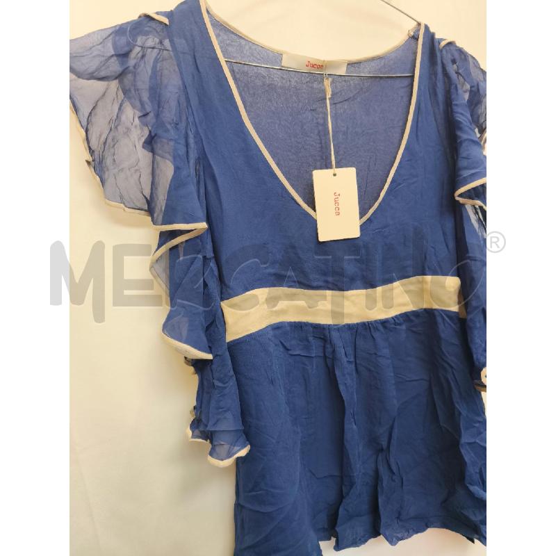 MAGLIETTA DONNA JUCCA BLU RIGA BIEGE  | Mercatino dell'Usato Volpago del montello 3