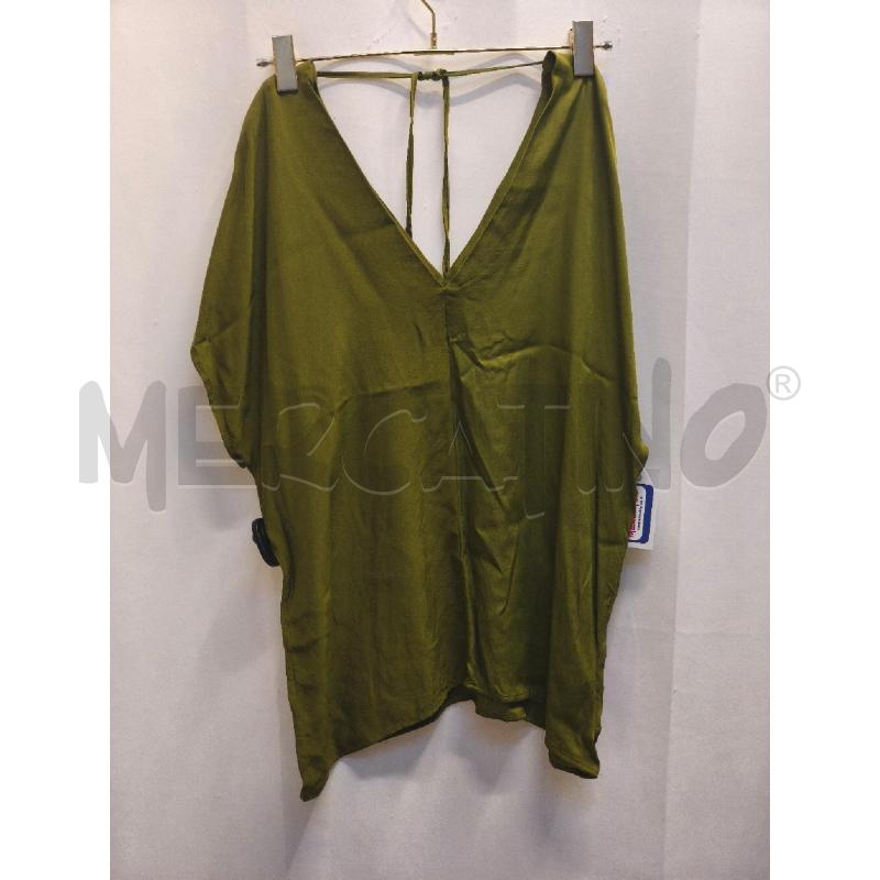 MAGLIETTA DONNA SISLEY VERDE OLIVA SCOLLO V  | Mercatino dell'Usato Volpago del montello 1