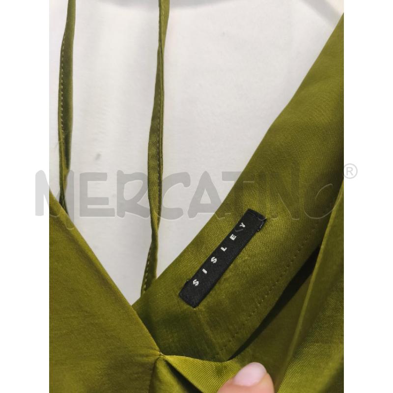MAGLIETTA DONNA SISLEY VERDE OLIVA SCOLLO V  | Mercatino dell'Usato Volpago del montello 2
