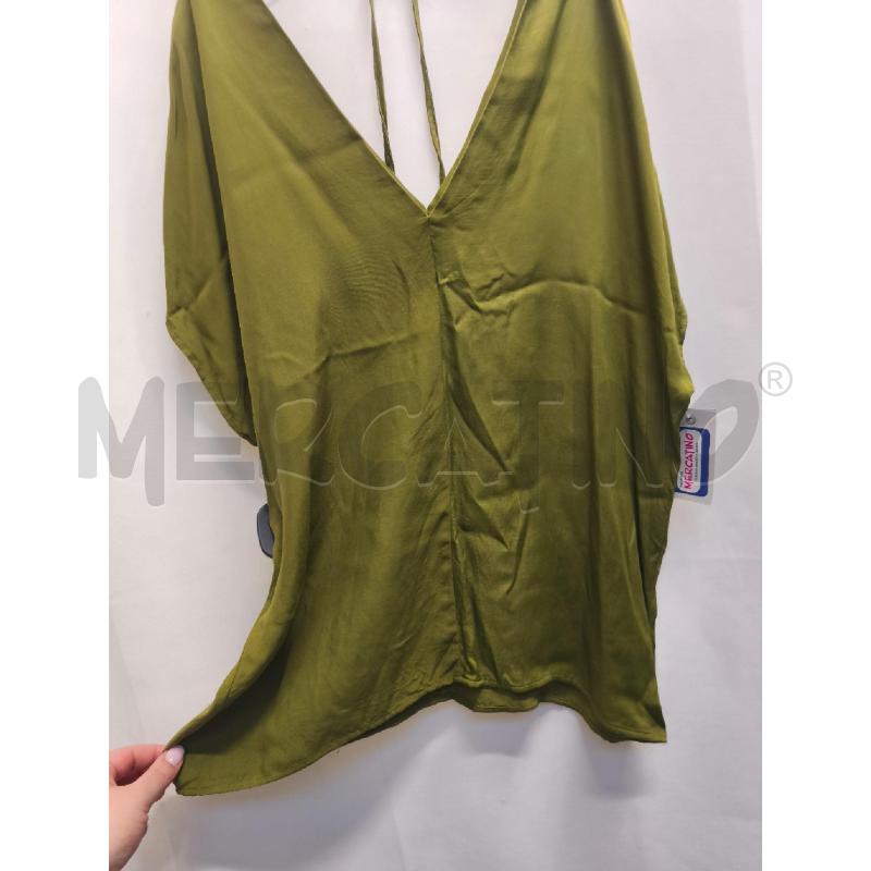 MAGLIETTA DONNA SISLEY VERDE OLIVA SCOLLO V  | Mercatino dell'Usato Volpago del montello 3