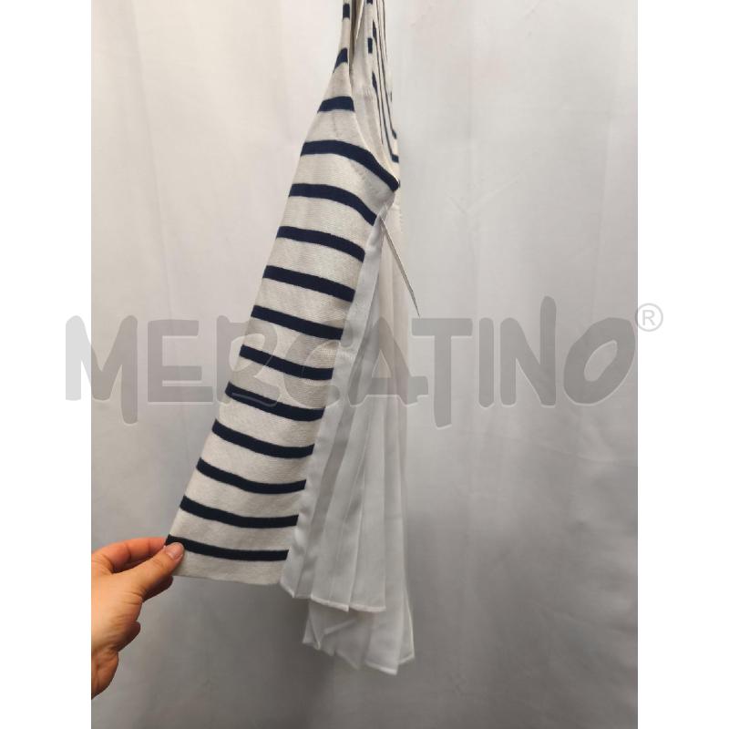 MAGLIETTA DONNA SMANICATA SEVENTY RIGA BLU BIANCA SOTTO PLISSÈ  | Mercatino dell'Usato Volpago del montello 4