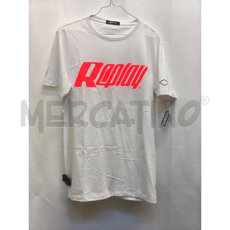MAGLIETTA UOMO REPLAY BIANCA SCRITA FLUO | Mercatino dell'Usato Volpago del montello 1