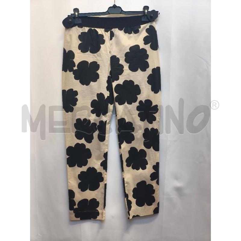 PANTALONE DONNA LIVIANA CONTI  PANNA FIORI NERI | Mercatino dell'Usato Volpago del montello 1