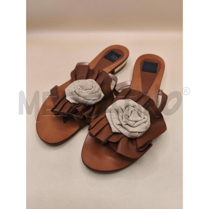 SANDALI DONNA ISABELLA LO RUSSO MARRONE CUIOIO FIORE PANNA  | Mercatino dell'Usato Volpago del montello 1