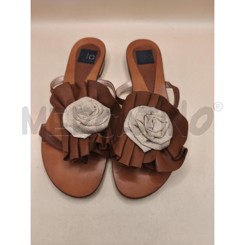SANDALI DONNA ISABELLA LO RUSSO MARRONE CUIOIO FIORE PANNA  | Mercatino dell'Usato Volpago del montello 2