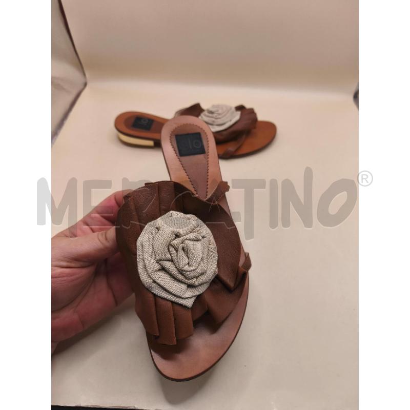 SANDALI DONNA ISABELLA LO RUSSO MARRONE CUIOIO FIORE PANNA  | Mercatino dell'Usato Volpago del montello 4