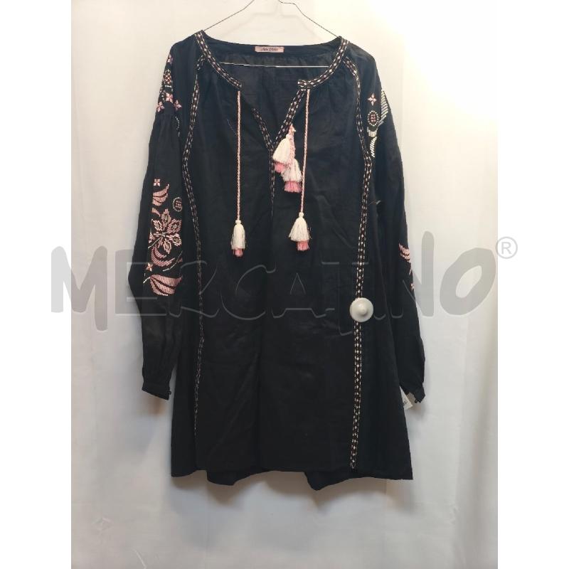 VESTITO DONNA AURIE ATELIER NERO FIORI ROSA BIANCE  | Mercatino dell'Usato Volpago del montello 1