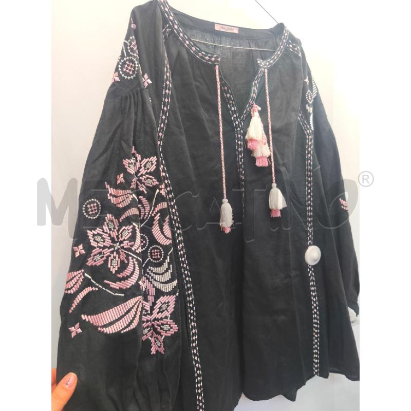 VESTITO DONNA AURIE ATELIER NERO FIORI ROSA BIANCE  | Mercatino dell'Usato Volpago del montello 2