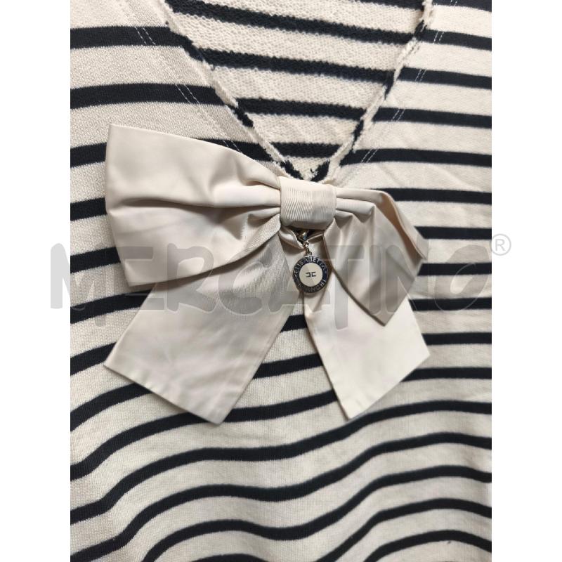 VESTITO DONNA ELISABETTA FRANCHI RIGHE PANNA NERO | Mercatino dell'Usato Volpago del montello 2