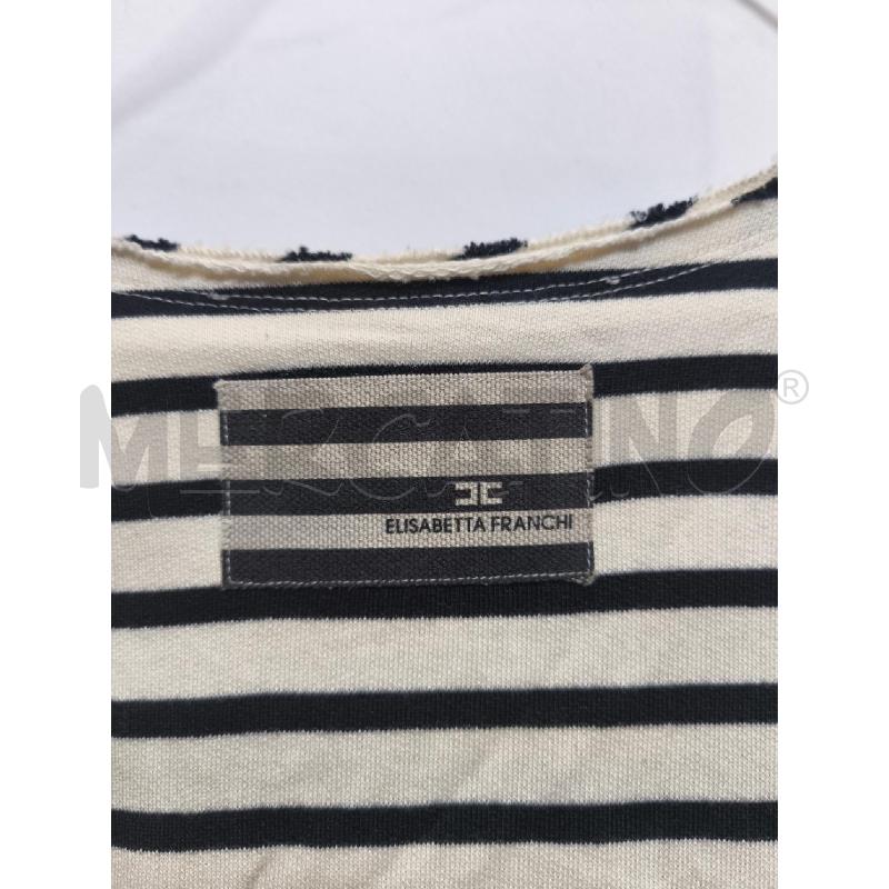 VESTITO DONNA ELISABETTA FRANCHI RIGHE PANNA NERO | Mercatino dell'Usato Volpago del montello 4
