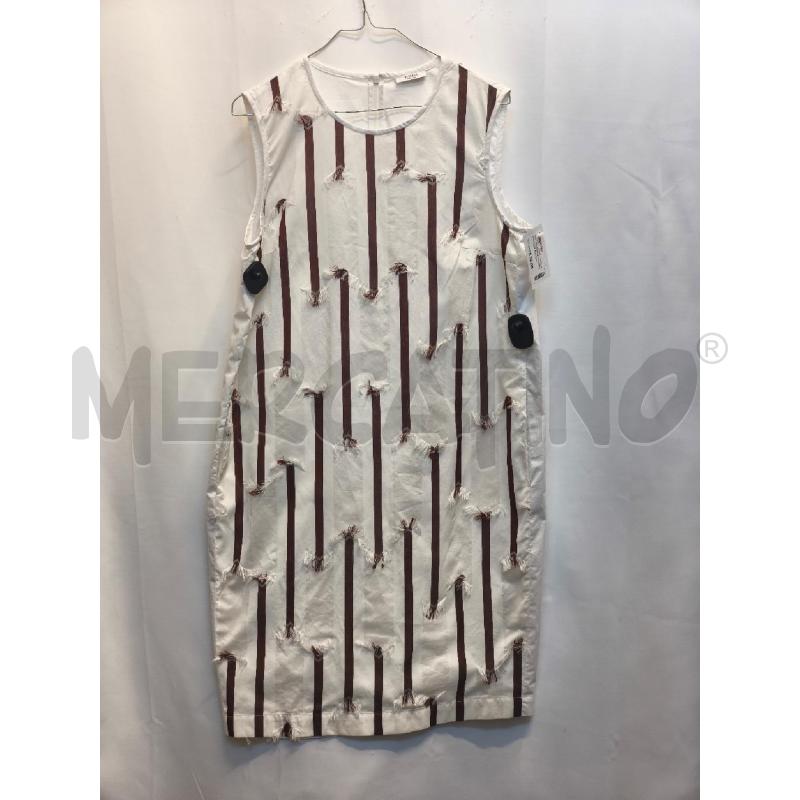 VESTITO DONNA PESERICO BIANCO RIGHE MARRONI  | Mercatino dell'Usato Volpago del montello 1
