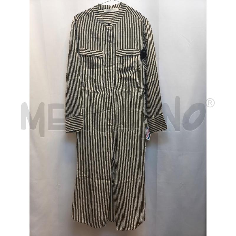 VESTITO DONNA TELA RIGHE NERI PANNA  | Mercatino dell'Usato Volpago del montello 1