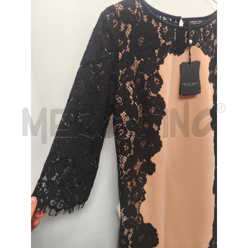 VESTITO DONNA TWIN SET ROSA NERO PIZZO  | Mercatino dell'Usato Volpago del montello 3