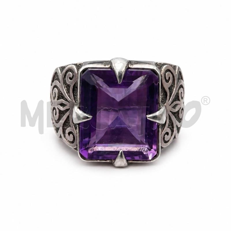 ANELLO D ARGENTO 925 PIETRA VIOLA  | Mercatino dell'Usato Gallarate 1