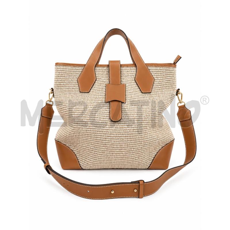 BORSA DONNA MY STYLE BAG BEIGE PELLE E TESSUTO | Mercatino dell'Usato Gallarate 1