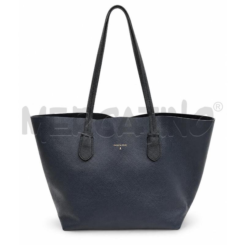 BORSA DONNA PATRIZIA PEPE BLU PELLE | Mercatino dell'Usato Gallarate 1