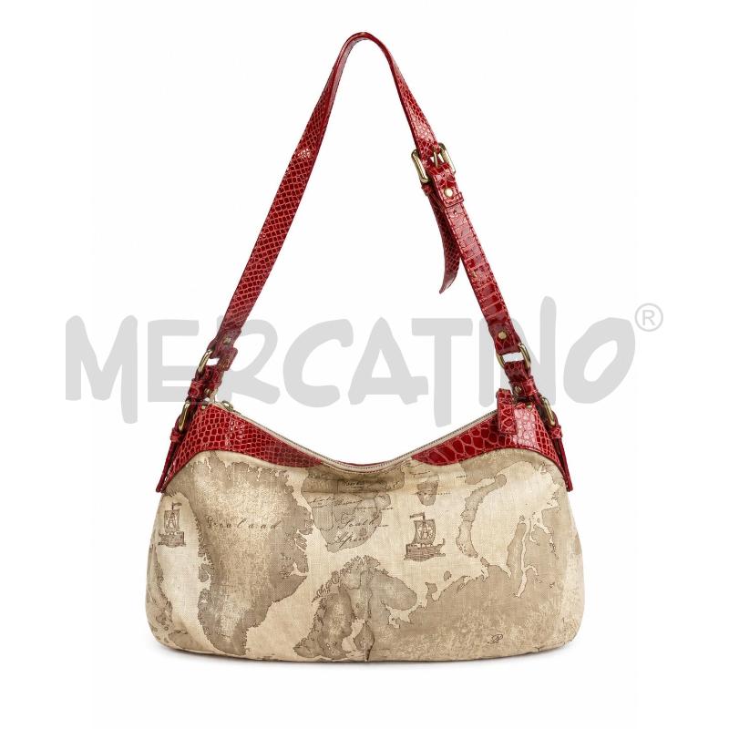 BORSA DONNA PRIMA CLASSE TESSUTO GEO MANICO ROSSO | Mercatino dell'Usato Gallarate 1
