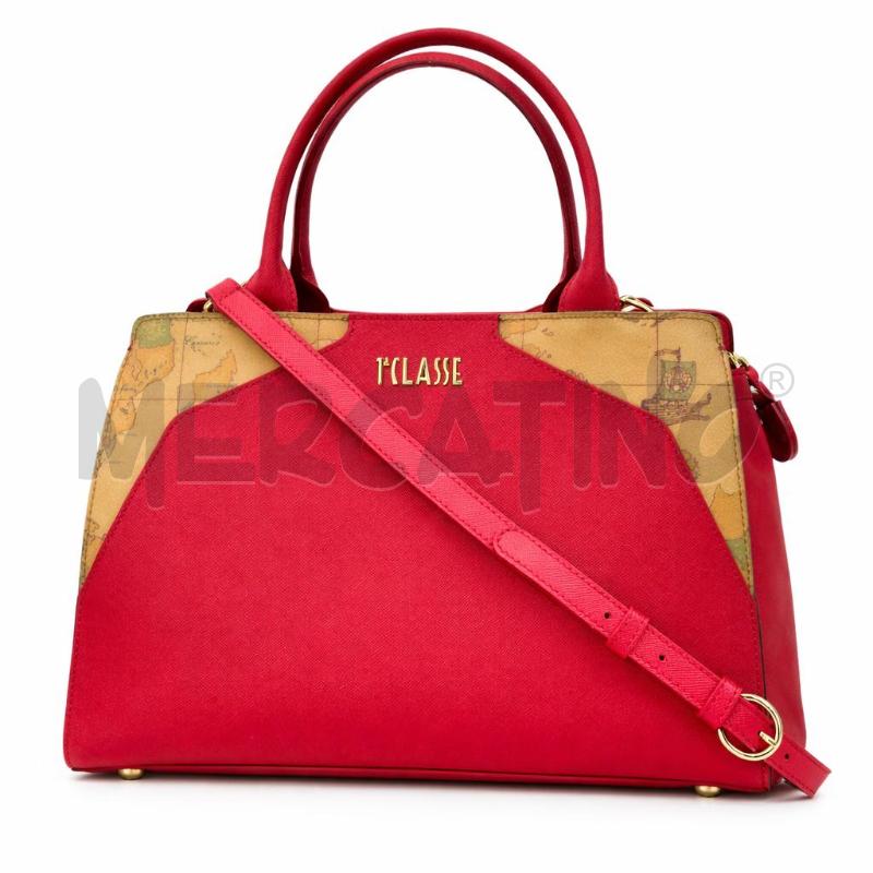 BORSA D ALVIERO MARTINI ROSSA E STAMPA GEO  | Mercatino dell'Usato Gallarate 1
