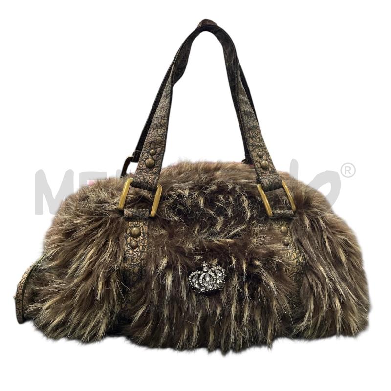 BORSA D CAMOMILLA MARRONE PELOSA MANICI BRONZATI | Mercatino dell'Usato Gallarate 1