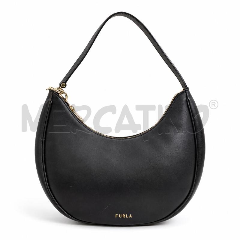 BORSA D FURLA PELLE NERA MEZZALUNA HARDWARE DORATO ARGENTATO | Mercatino dell'Usato Gallarate 1