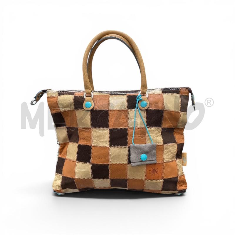 BORSA D GABS QUADRETTI MARRONE BEIGE  | Mercatino dell'Usato Gallarate 1