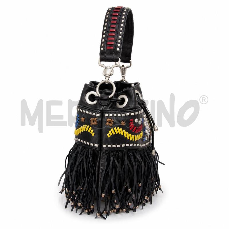 BORSA D LA CARRIE PELLE FRANGE RICAMI ROWSSI BLU GIALLI BORCHIE ARGENTATE | Mercatino dell'Usato Gallarate 4