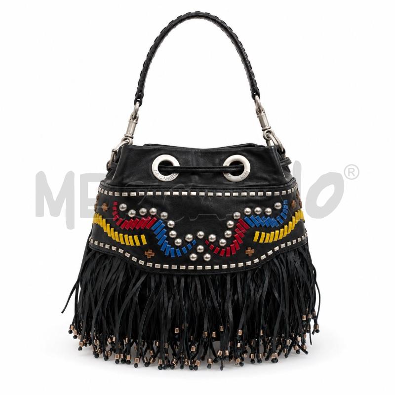 BORSA D LA CARRIE PELLE FRANGE RICAMI ROWSSI BLU GIALLI BORCHIE ARGENTATE | Mercatino dell'Usato Gallarate 5