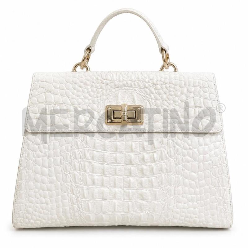 BORSA D TOSCA BLU PELLE BIANCA LAVORATA A MANO | Mercatino dell'Usato Gallarate 1