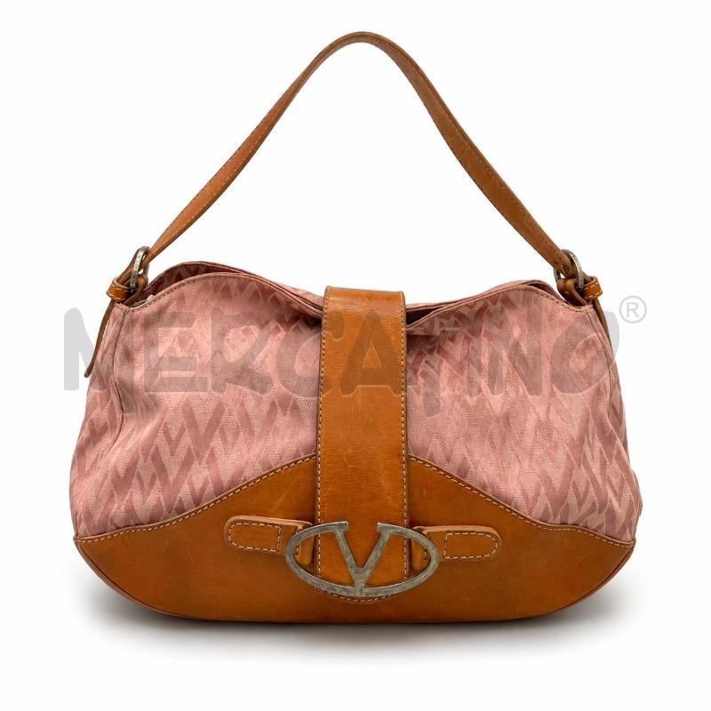 BORSA D VALENTINO GARAVANI CAMMELLO E TESSUTO ROSA CIPRIA  | Mercatino dell'Usato Gallarate 1
