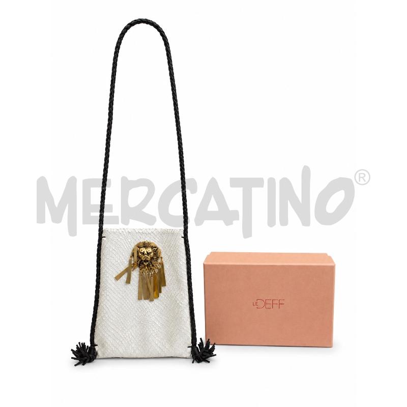 BORSA PELLE LE DEFF BIANCA INTRECCIO NERO  | Mercatino dell'Usato Gallarate 1