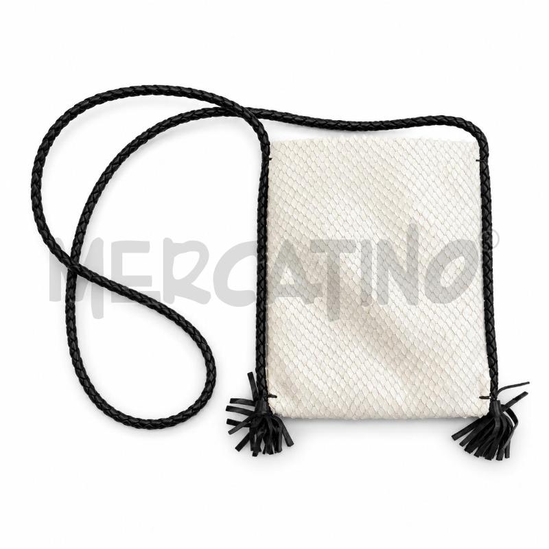 BORSA PELLE LE DEFF BIANCA INTRECCIO NERO  | Mercatino dell'Usato Gallarate 3