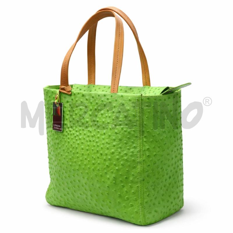 BORSA PELLE TOSCA BLU VERDE MANICI ARANCIO | Mercatino dell'Usato Gallarate 2
