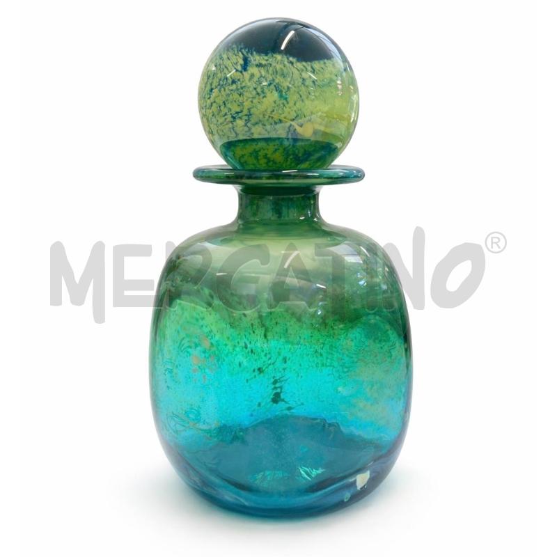BOTTIGLIA IN VETRO BLU E VERDE MDINA GLASS | Mercatino dell'Usato Gallarate 1