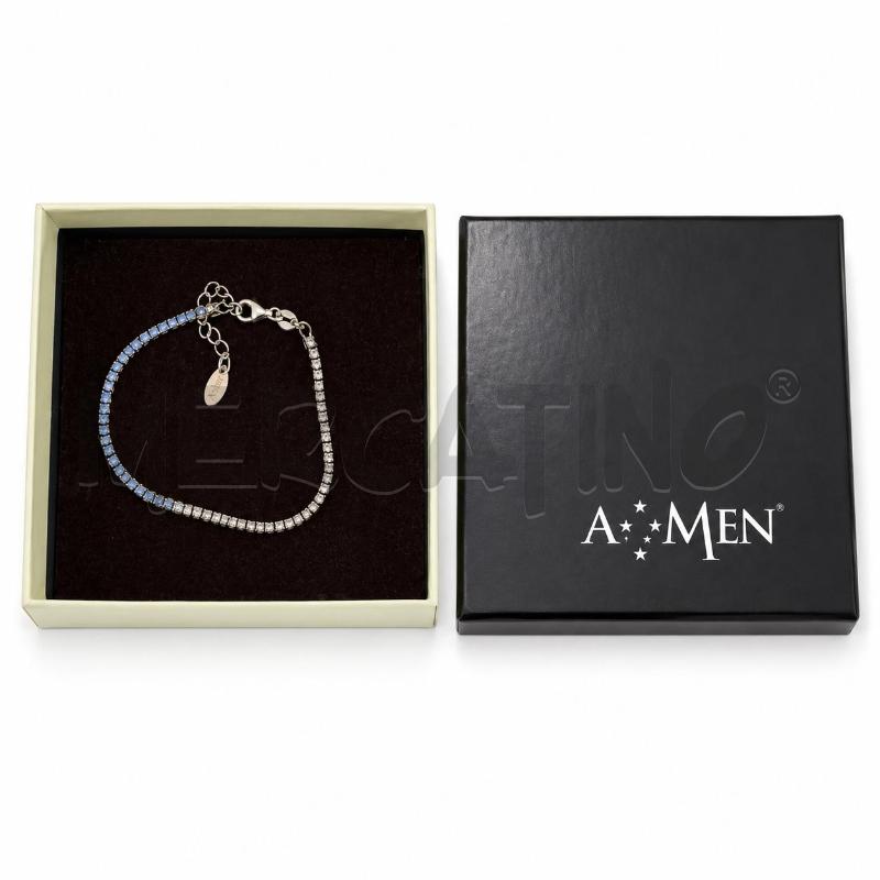 BRACCIALETTO AMEN TENNIS AZZURRO ARGENTO | Mercatino dell'Usato Gallarate 1