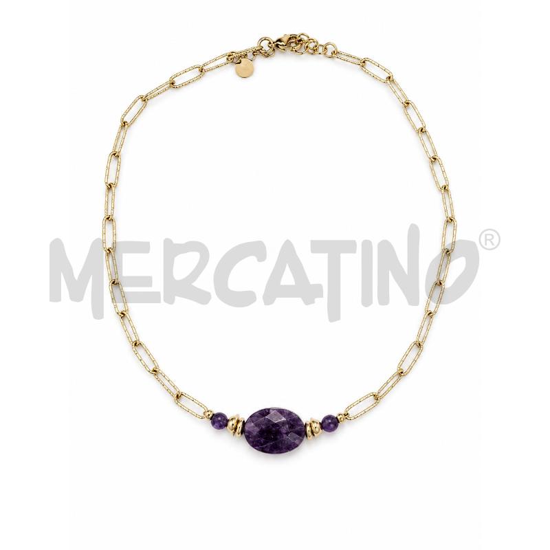 COLLANA LINA MOSS DORATA PIETRA VIOLA  | Mercatino dell'Usato Gallarate 1