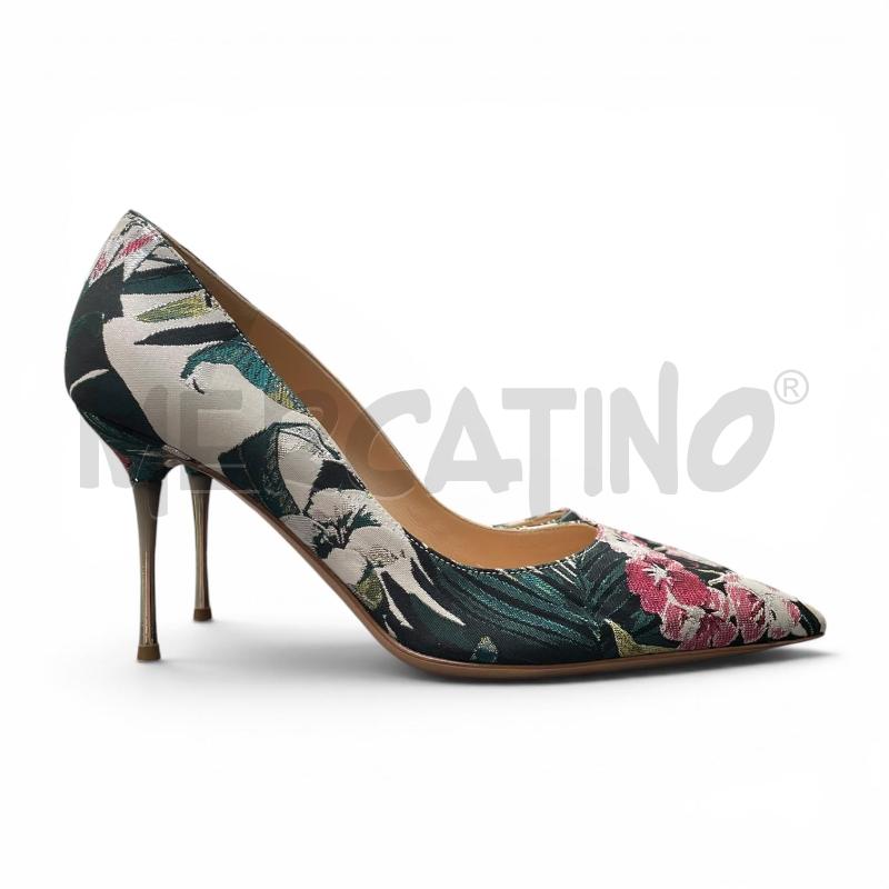 DECOLLETE GIANVITO ROSSI NM 37 FIORI VERDE ROSA  | Mercatino dell'Usato Gallarate 1