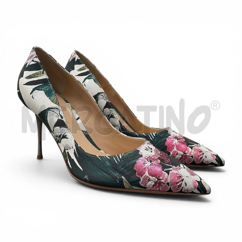 DECOLLETE GIANVITO ROSSI NM 37 FIORI VERDE ROSA  | Mercatino dell'Usato Gallarate 2