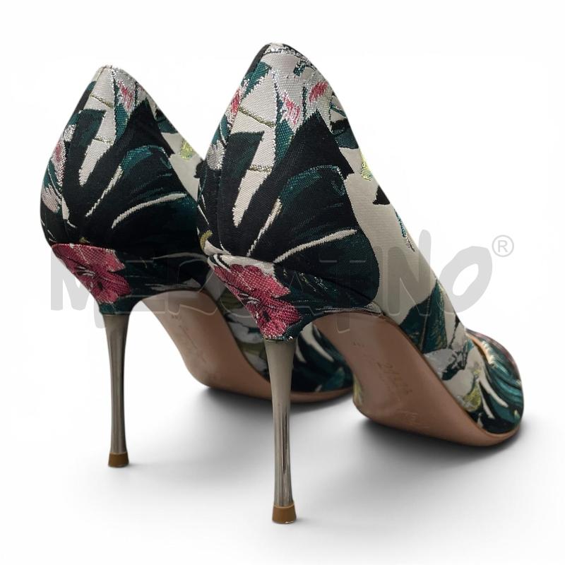 DECOLLETE GIANVITO ROSSI NM 37 FIORI VERDE ROSA  | Mercatino dell'Usato Gallarate 3
