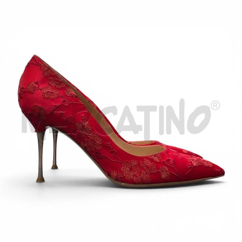 DECOLLETE GIANVITO ROSSI NM 37 ROSSO RICAMO FIORI | Mercatino dell'Usato Gallarate 1