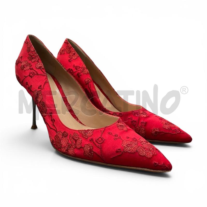 DECOLLETE GIANVITO ROSSI NM 37 ROSSO RICAMO FIORI | Mercatino dell'Usato Gallarate 2