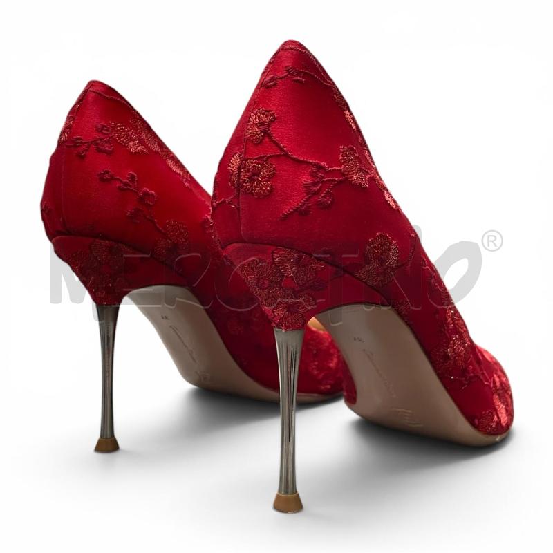 DECOLLETE GIANVITO ROSSI NM 37 ROSSO RICAMO FIORI | Mercatino dell'Usato Gallarate 3