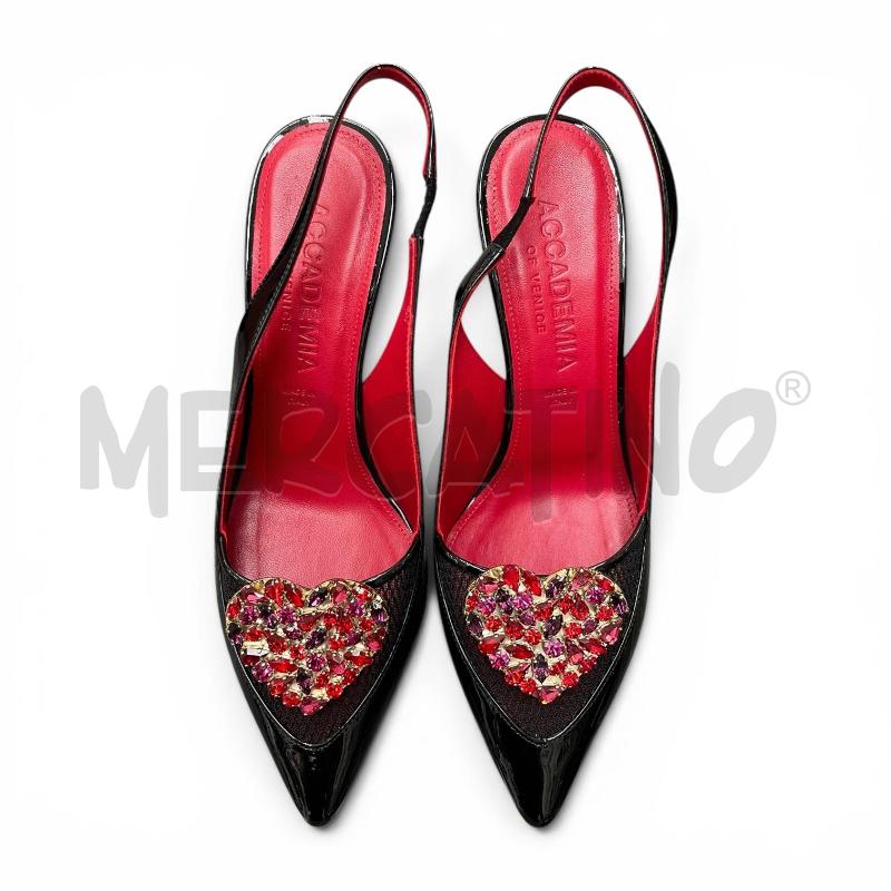 DECOLLETE NM 37  ACCADEMIA OF VENICE NERO CON CUORE  | Mercatino dell'Usato Gallarate 4