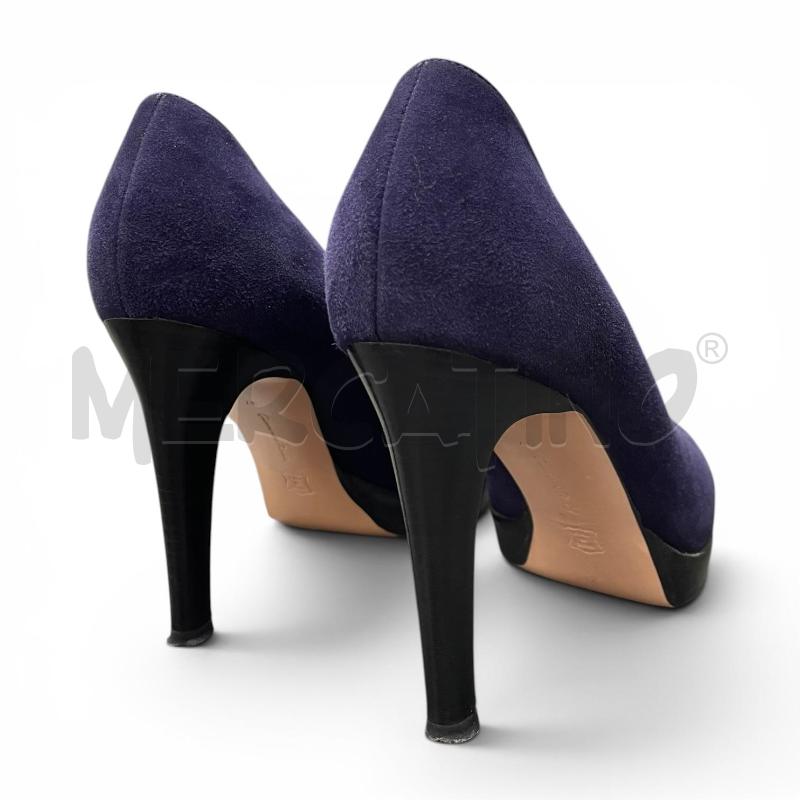 DECOLLETE NM 37  GIANVITO ROSSI BLU SCAMOSCIATO  | Mercatino dell'Usato Gallarate 3