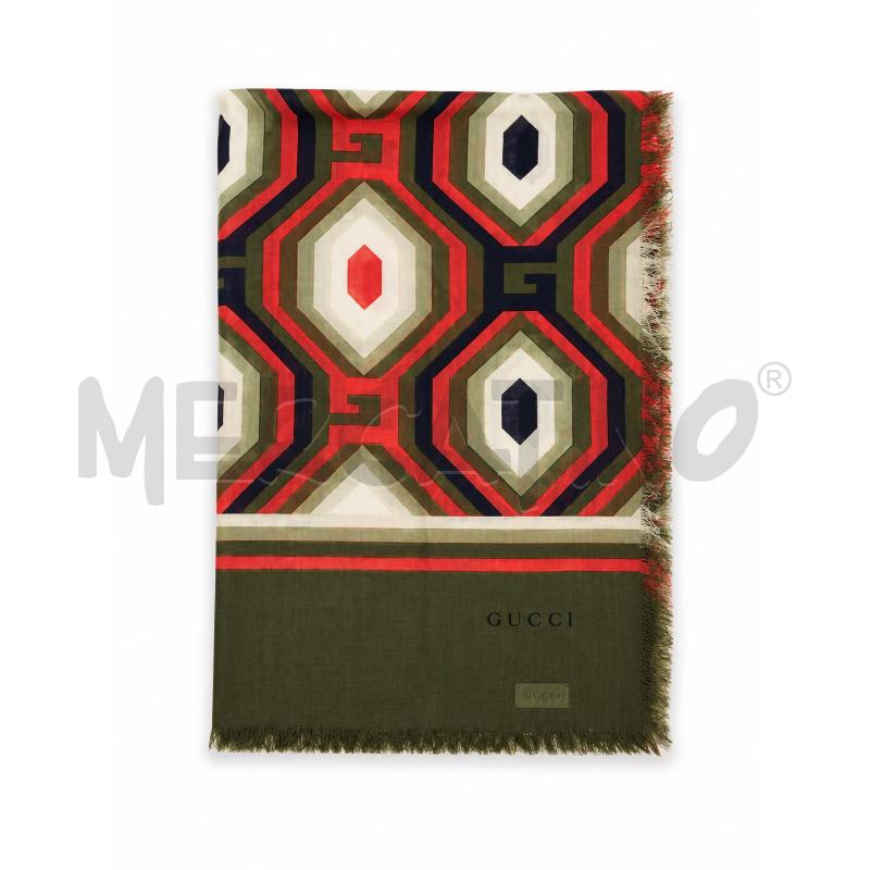 FOULARD GUCCI FORMA GEOMETRICA VERDE CORALLO BLU  | Mercatino dell'Usato Gallarate 1