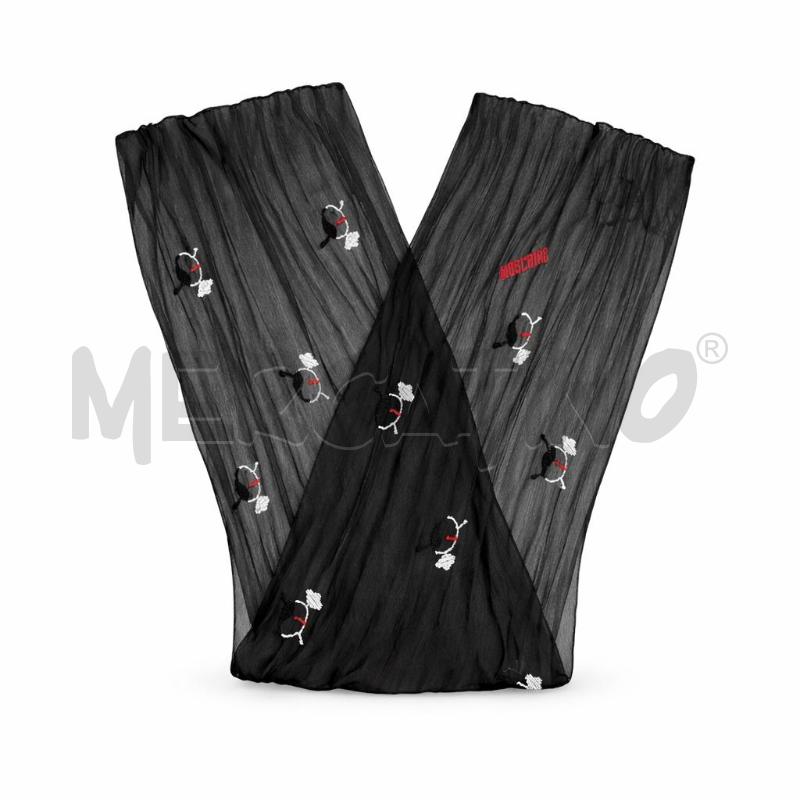 FOULARD MOSCHINO NERO FACCE RICAMATE | Mercatino dell'Usato Gallarate 1